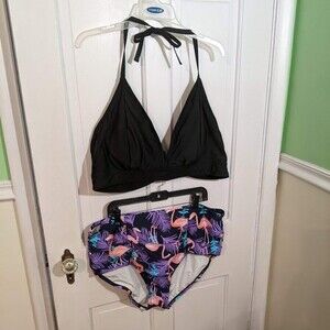 Plus Size Bikini with Flamingo Bottoms